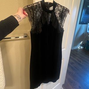 Black sheath with lace detail dress